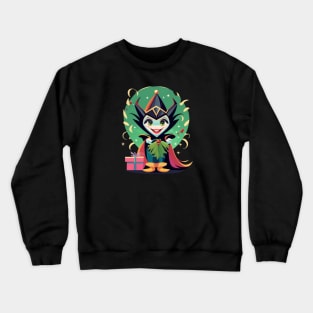 Christmas Super Hero Bad Witch Stylized Cartoon. Crewneck Sweatshirt